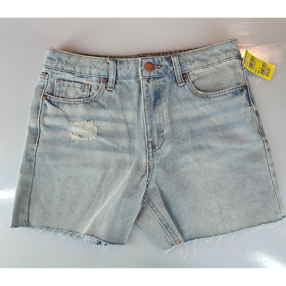 RSQ Girl Denim Shorts 7 Mid Length Short Fray Tilly NWT Med Wash GD1006